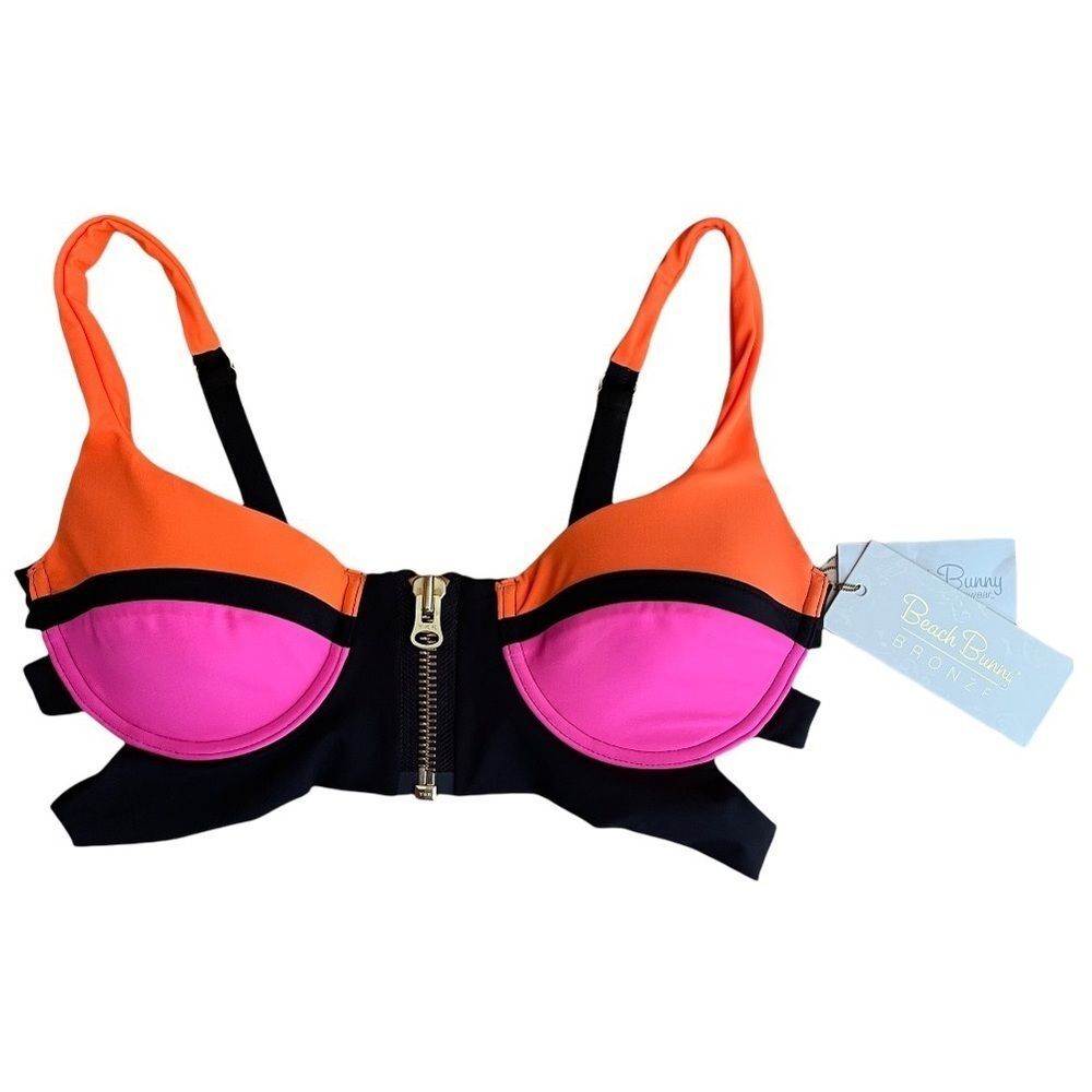 BEACH Bunny Endless Summer Push Up Cup Swim Top Neon Pink Orange Size Small